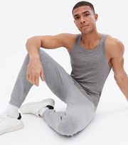 New Look Grey Marl Ribbed Muscle Fit Vest